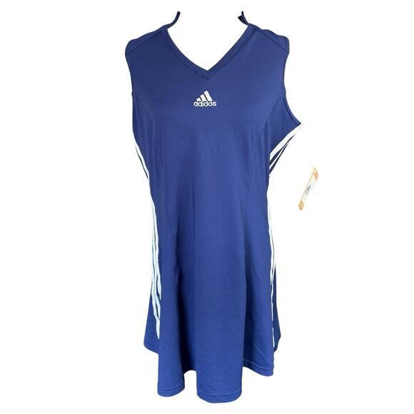 Vtg 90s Y2K Adidas Tennis Dress Blue Sleeveless Sz Large Blokecore Preppy Prep - Picture 1 of 13